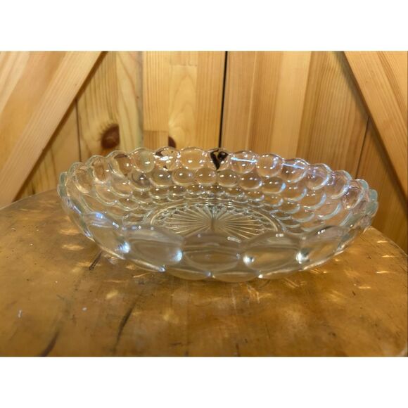 Vintage CLEAR BUBBLE GLASS BERRY BOWL 8.5” ROUND (5760) - Picture 3 of 8